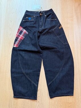 Aelfric Eden Dark Blue BAGGY BARREL JEANS
